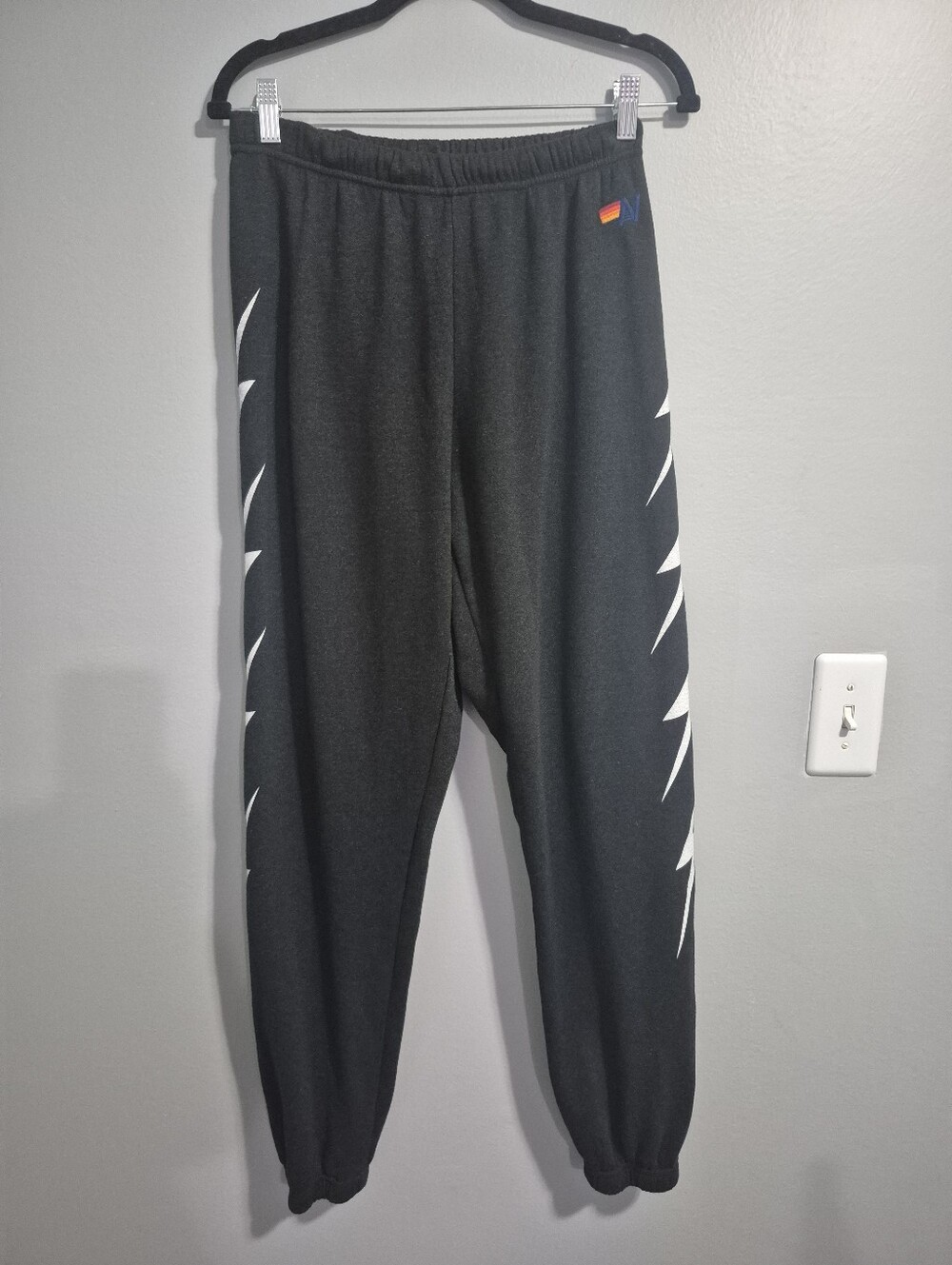 Aviator Nation Black Repeat Bolt Lightning Sweatpants Large - Picture 2 of 7